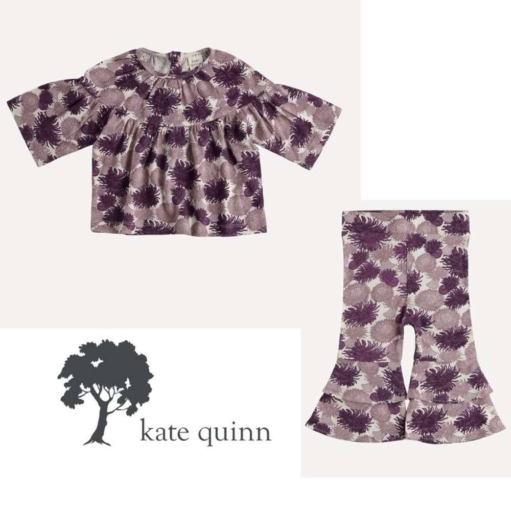 Kate Quinn Lilac Anemone Long Sleeve Tunic and Anne Pants Bundle, Size 3T